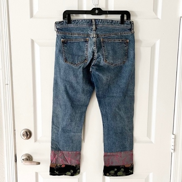 Anthropologie Pilcro Medium Blue Wash Slim Boyfriend Patchwork Jeans Size 27 - Picture 8 of 12